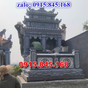 81- Mẫu lăng mộ đá đôi ba má mái che Long An