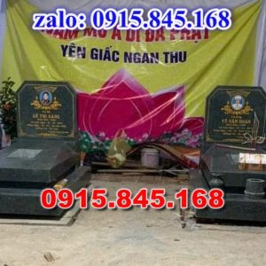 Mộ đôi gia đình ba má đá cẩm thạch đơn giản huyện Duyên Hải