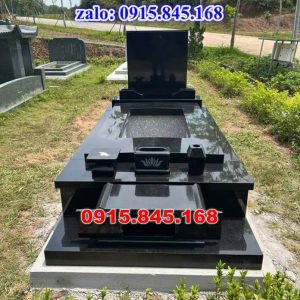 Mộ đôi gia đình ba má đá cẩm thạch đơn giản huyện Vũng Liêm