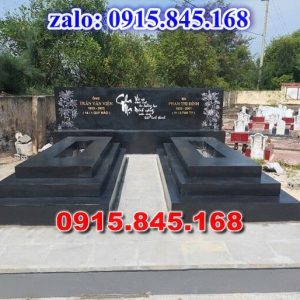 Mẫu mộ đá đôi song thân – Phu Thê, có mái huyền, thi công tại thị xã Cai Lậy, huyện Cái Bè