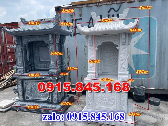 miếu thờ thần linh, miếu thờ thiên địa, miếu thờ thông thiên, miếu thờ chư thiên, miếu thờ tiền chủ, miếu thờ phật quan âm, miếu thờ cửu trùng thiên, miếu thờ sơn thần núi, miếu thờ hà bá thần sông, miếu thờ ông tà, miếu thờ địa tạng vương, miếu thờ công ty, miếu thờ nhà máy, miếu thờ trên tầng lầu, miếu thờ nghĩa trang, miếu thờ lăng mộ, miếu thờ nhà mồ, miếu thờ vong cô hồn, Miếu thờ đặt ngoài sân trước nhà, miếu thờ trên tầng lầu, miếu thờ đá xanh trắng vàng, miếu thờ đá granite hoa cương, miếu thờ đá cẩm thạch, giá bán miếu thờ, kích thước miếu thờ, miếu thờ chạm điêu khắc hoa văn rồng phuọng, miếu thờ có 1 2 3 mái che, miếu thờ đơn giản có trụ, 