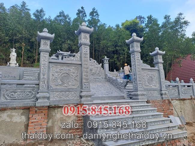 cổng đá, cột đá, đá lát sân nền, cột đồng trụ, lan can, tường bao, hàng rào đá, ngưỡng cửa