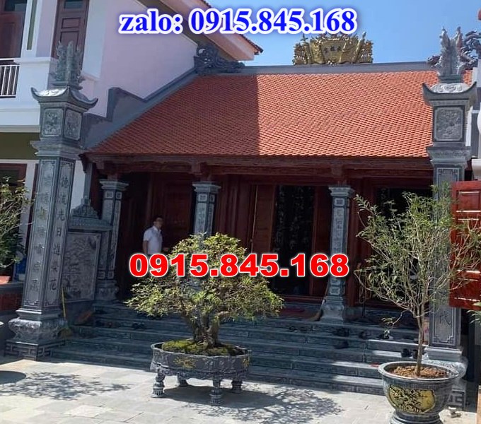 cổng đá, cột đá, đá lát sân nền, cột đồng trụ, lan can, tường bao, hàng rào đá, ngưỡng cửa